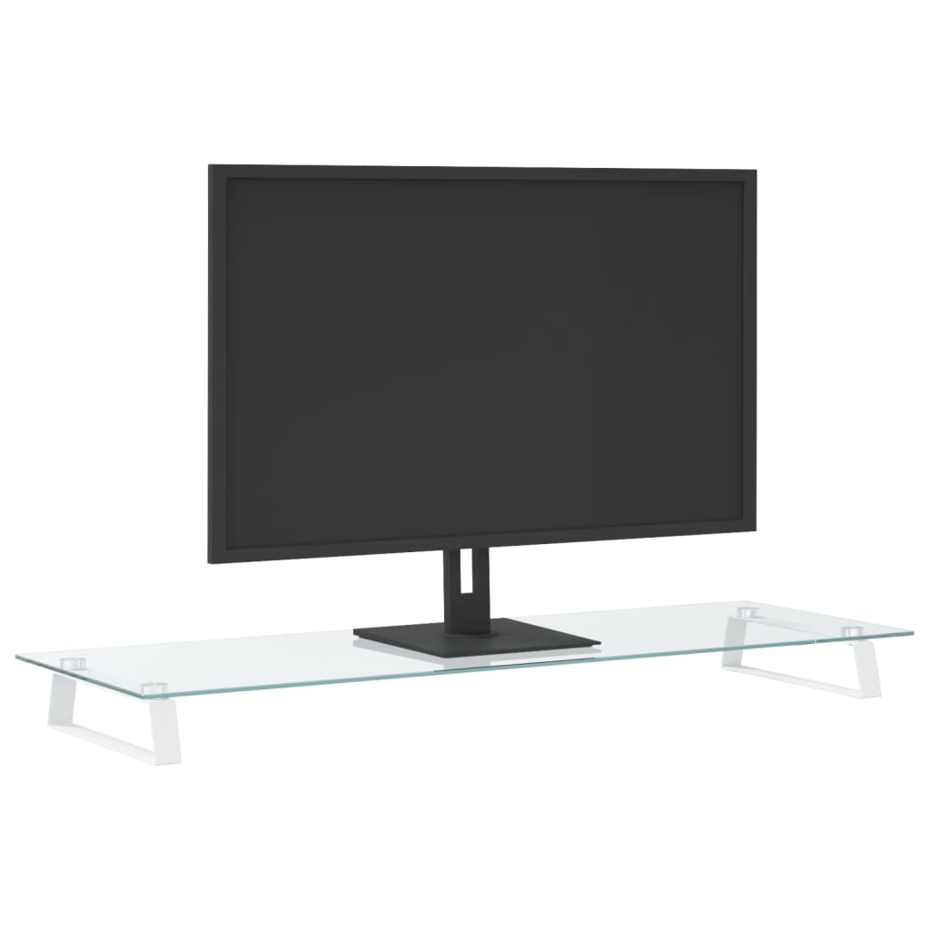 Skjermstativ Hvit 100X35X8 Cm Herdet Glass Og Metall