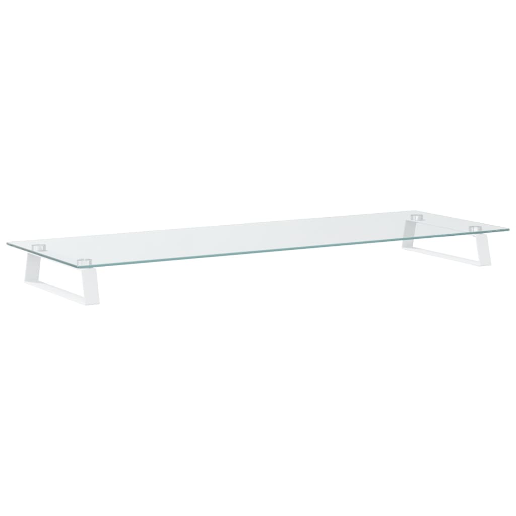 Skjermstativ Hvit 100X35X8 Cm Herdet Glass Og Metall