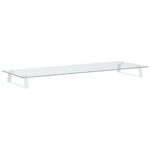 Skjermstativ Hvit 100X35X8 Cm Herdet Glass Og Metall