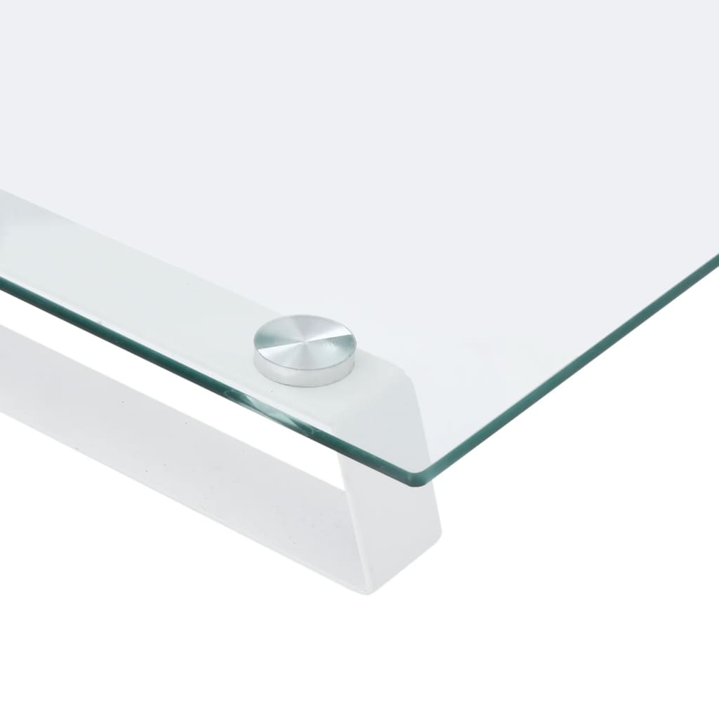 Skjermstativ Hvit 100X35X8 Cm Herdet Glass Og Metall