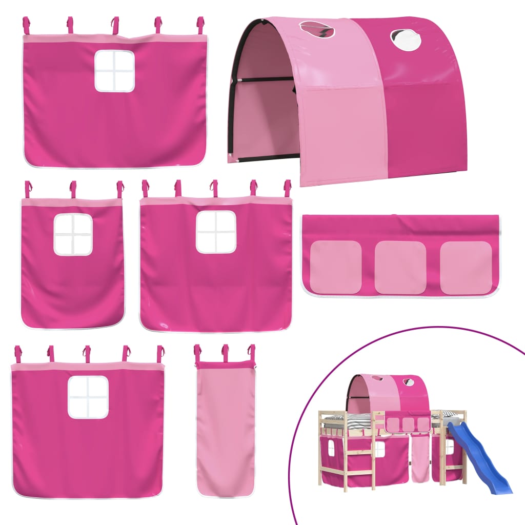 Gardiner For Køyeseng Med Tunnel Rosa Polyester