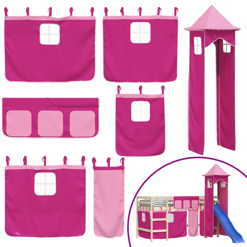 Gardiner For Køyeseng Med Tårn Rosa Polyester