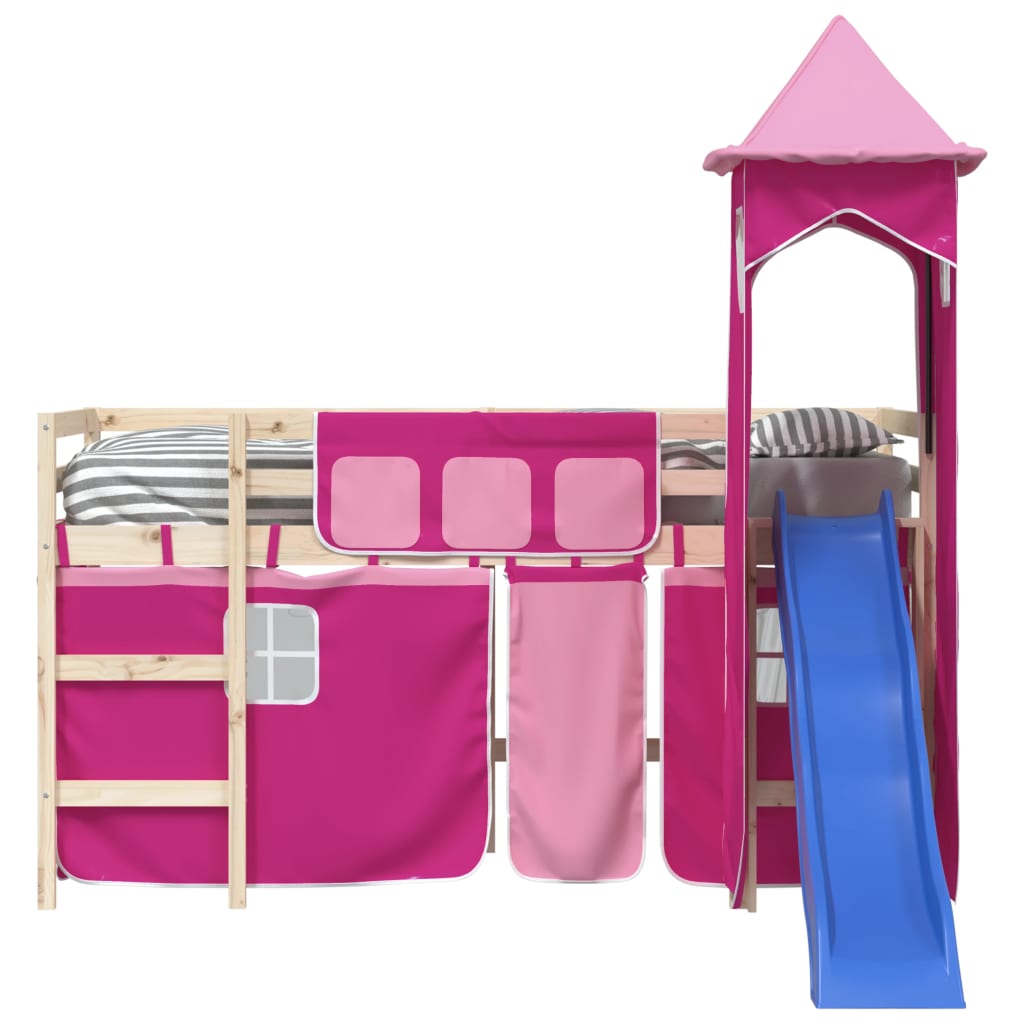 Gardiner For Køyeseng Med Tårn Rosa Polyester