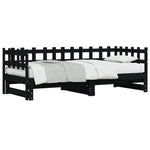 Uttrekkbar Dagseng Svart 2X(80X200) Cm Heltre Furu
