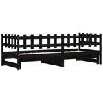 Uttrekkbar Dagseng Svart 2X(80X200) Cm Heltre Furu