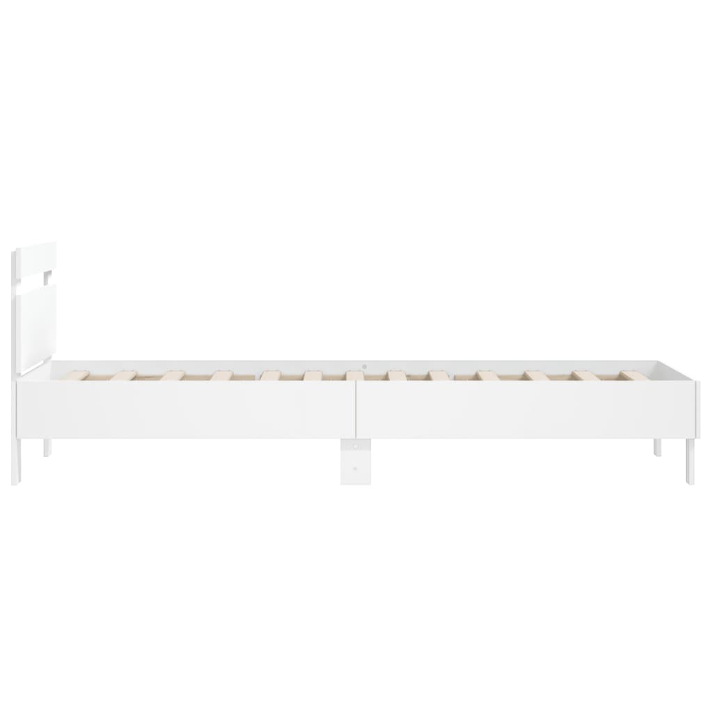 Sengeramme Med Hodegavl Hvit 100X200 Cm Konstruert Tre