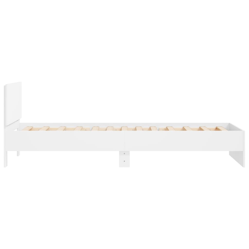 Sengeramme Med Hodegavl Hvit 100X200 Cm Konstruert Tre
