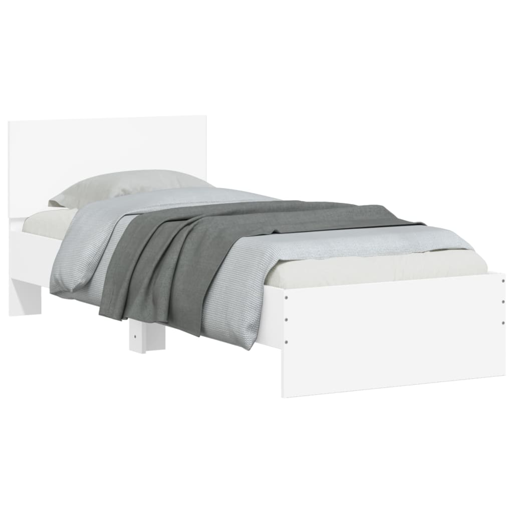 Sengeramme Med Hodegavl Hvit 90X200 Cm Konstruert Tre