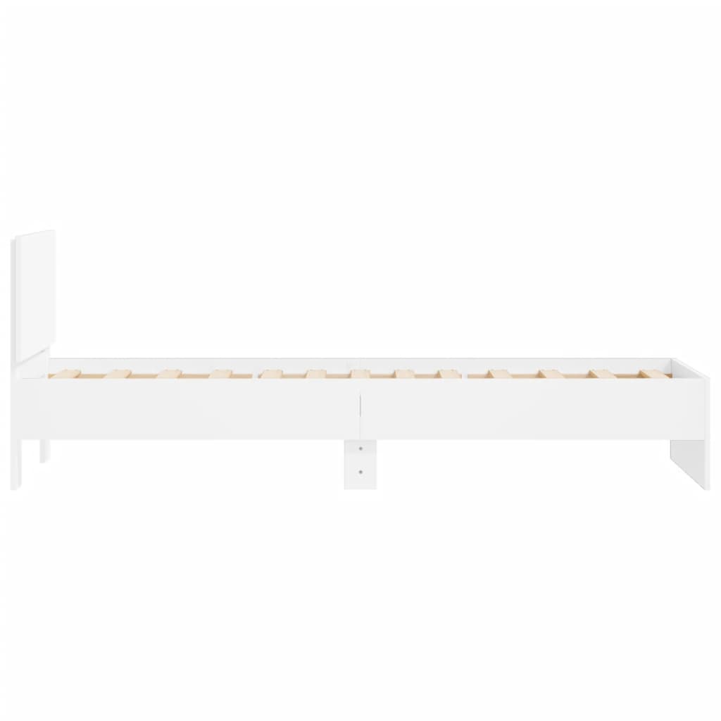 Sengeramme Med Hodegavl Hvit 90X200 Cm Konstruert Tre