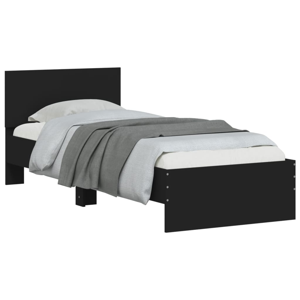 Sengeramme Med Hodegavl Svart 90X200 Cm Konstruert Tre