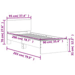 Sengeramme Uten Madrass Med Hodegavl Sonoma Eik 90X200 Cm