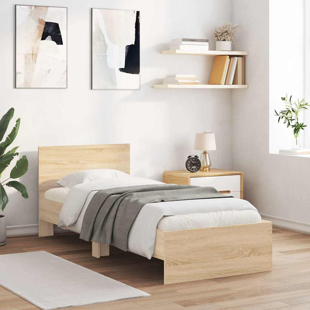 Sengeramme Uten Madrass Med Hodegavl Sonoma Eik 90X200 Cm