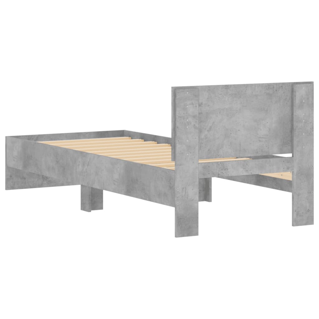 Sengeramme Med Hodegavl Betonggrå 90X200 Cm Konstruert Tre