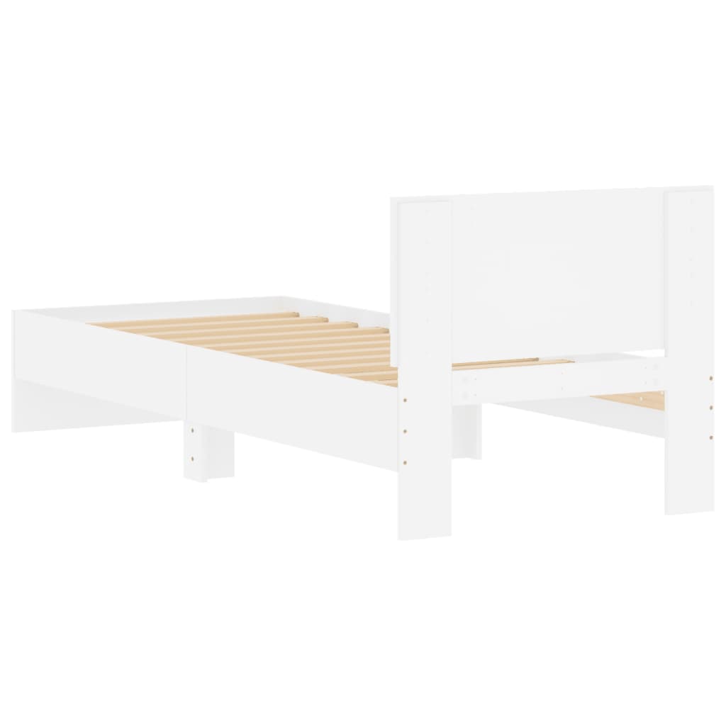 Sengeramme Med Hodegavl Hvit 90X190 Cm Konstruert Tre