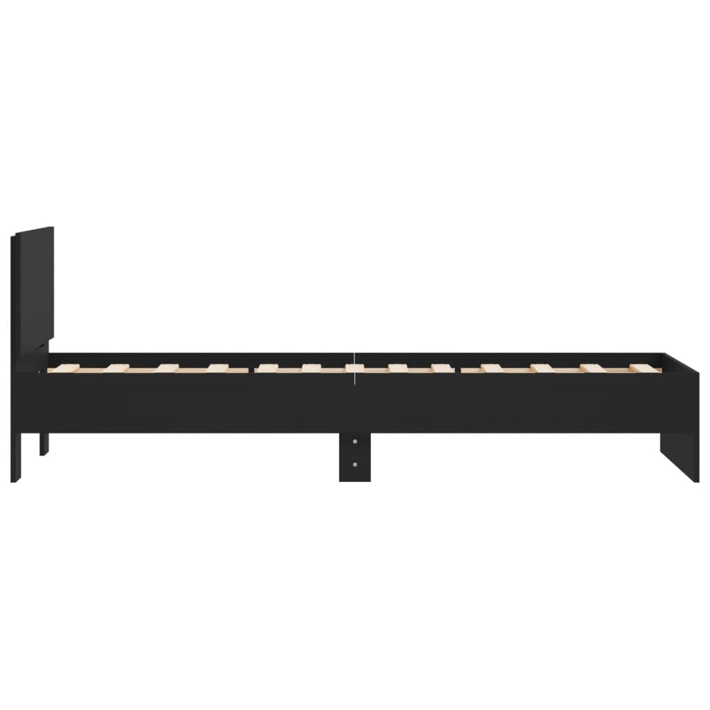 Sengeramme Med Hodegavl Svart 90X190 Cm Konstruert Tre