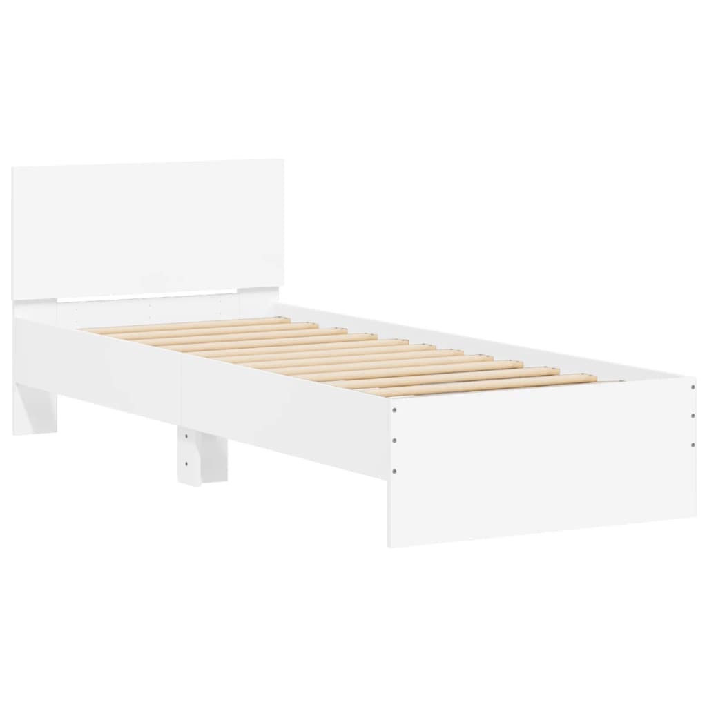 Sengeramme Med Hodegavl Hvit 75X190 Cm Konstruert Tre