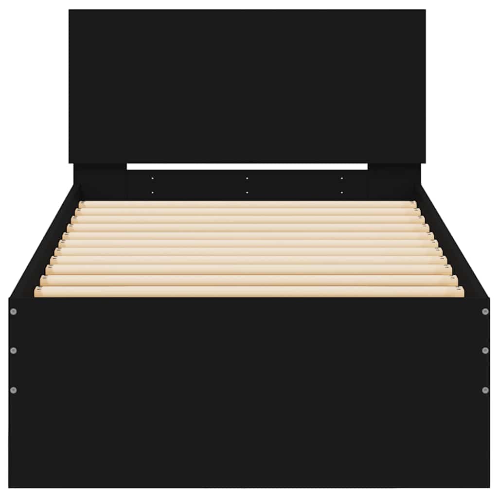 Sengeramme Med Hodegavl Svart 75X190 Cm Konstruert Tre