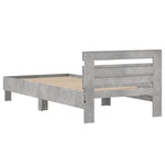 Sengeramme Med Hodegavl Og Led-Lys Betonggrå 100X200 Cm