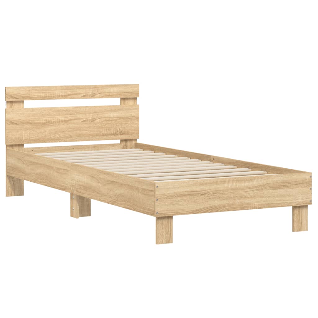 Sengeramme Med Hodegavl Og Led-Lys Sonoma Eik 90X190 Cm