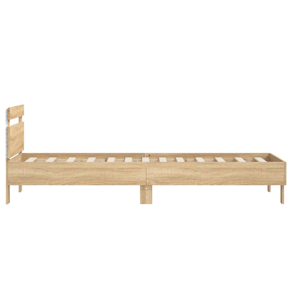 Sengeramme Med Hodegavl Og Led-Lys Sonoma Eik 90X190 Cm