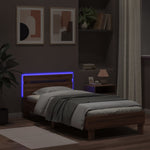 Sengeramme Med Hodegavl Og Led-Lys Brun Eik 90X190 Cm