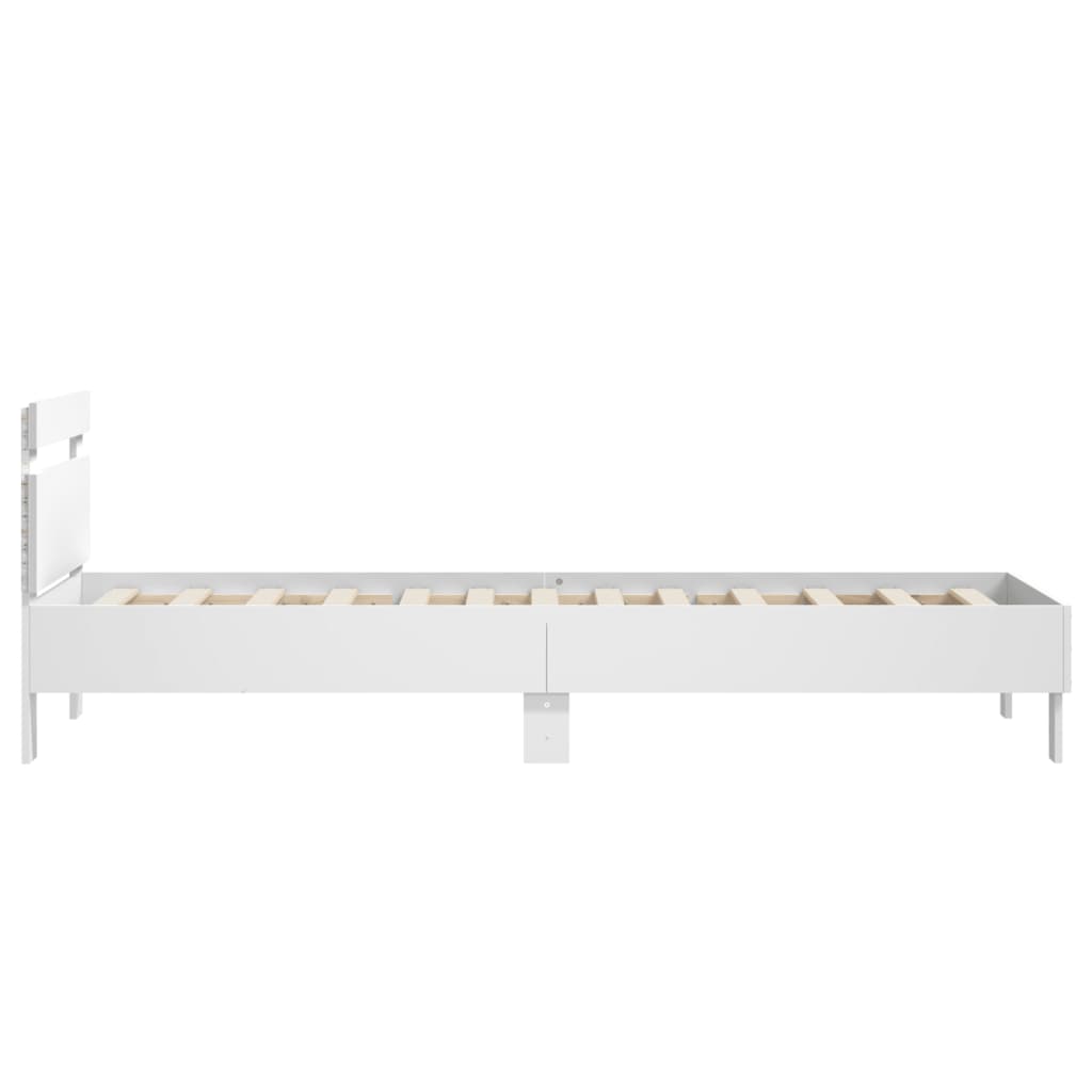 Sengeramme Med Hodegavl Og Led-Lys Hvit 75X190 Cm