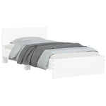 Sengeramme Med Hodegavl Og Led-Lys Hvit 100X200 Cm
