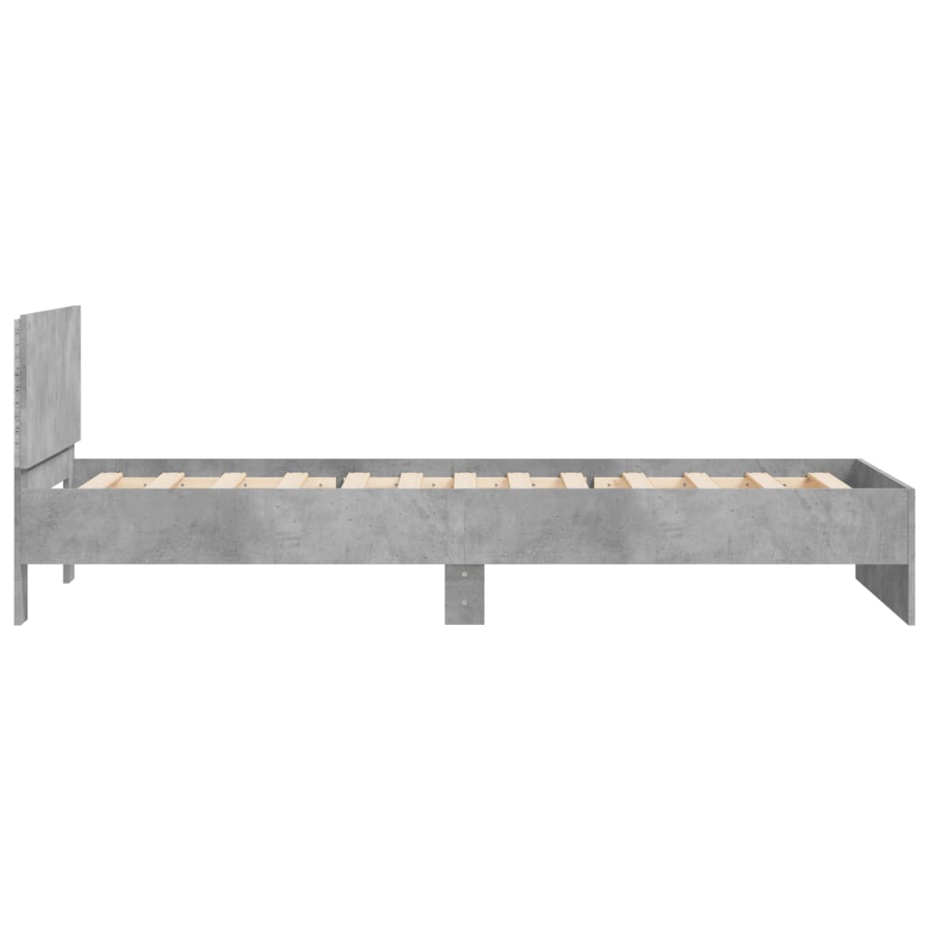 Sengeramme Med Hodegavl Og Led-Lys Betonggrå 100X200 Cm