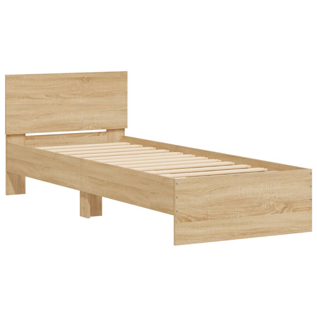 Sengeramme Med Hodegavl Og Led-Lys Sonoma Eik 90X190 Cm