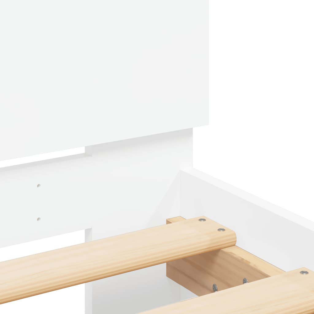 Sengeramme Med Hodegavl Og Led-Lys Hvit 75X190 Cm