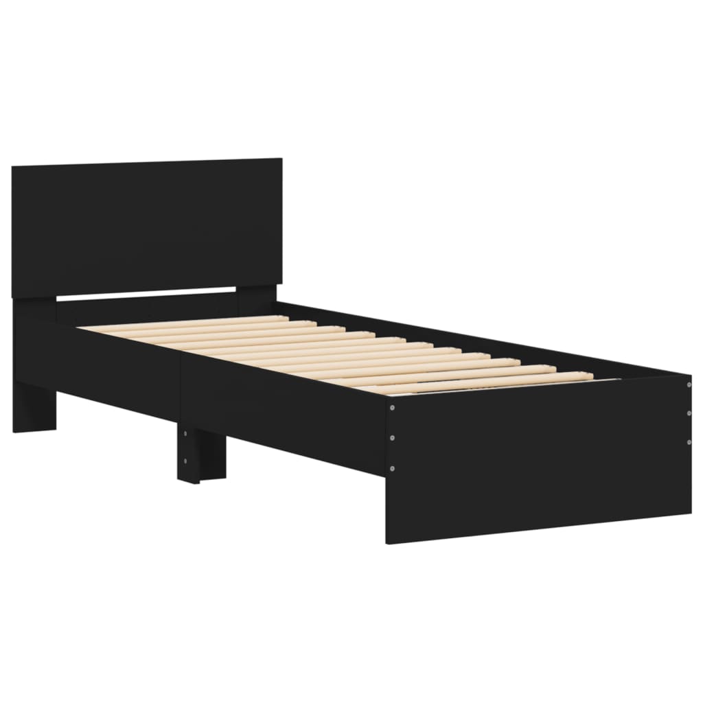 Sengeramme Med Hodegavl Og Led-Lys Svart 75X190 Cm