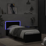Sengeramme Med Hodegavl Og Led-Lys Svart 75X190 Cm