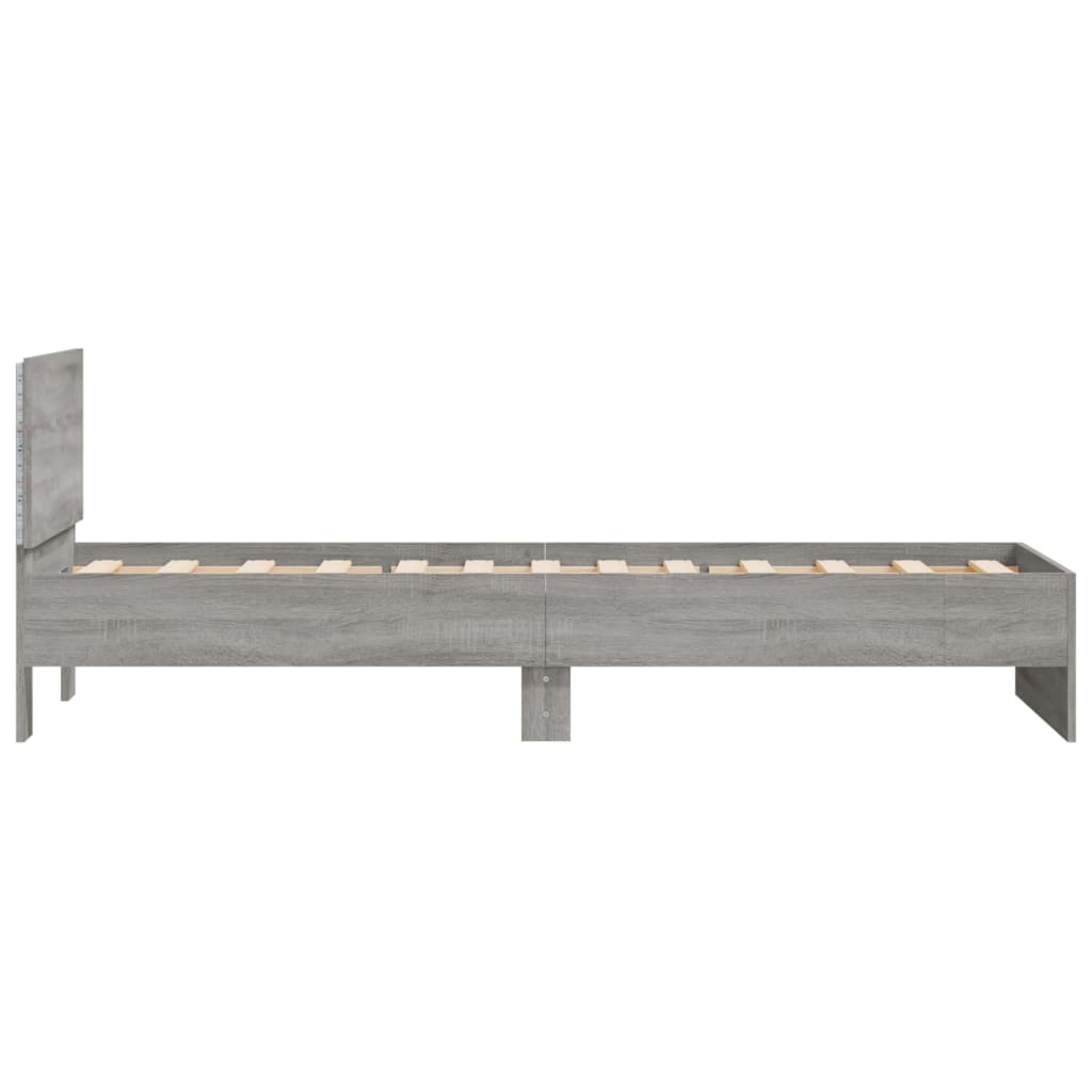 Sengeramme Med Hodegavl Og Led-Lys Grå Sonoma 75X190 Cm