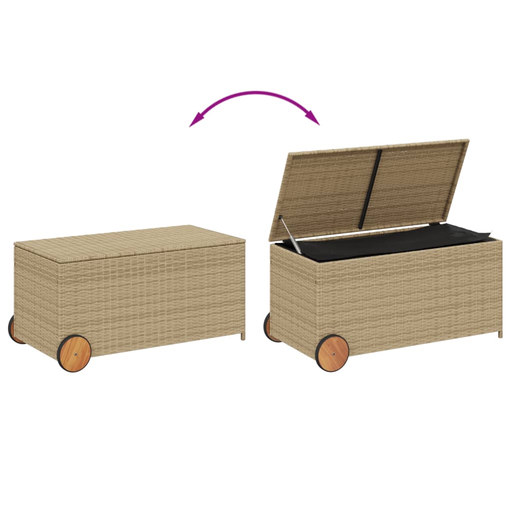Putekasse Med Hjul Blandet Beige 190L Cm Polyrotting