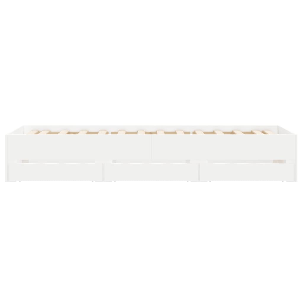 Sengeramme Med Skuffer Hvit 100X200 Cm Konstruert Tre