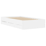 Sengeramme Med Skuffer Hvit 100X200 Cm Konstruert Tre