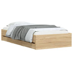 Sengeramme Med Skuffer Sonoma Eik 100X200 Cm Konstruert Tre