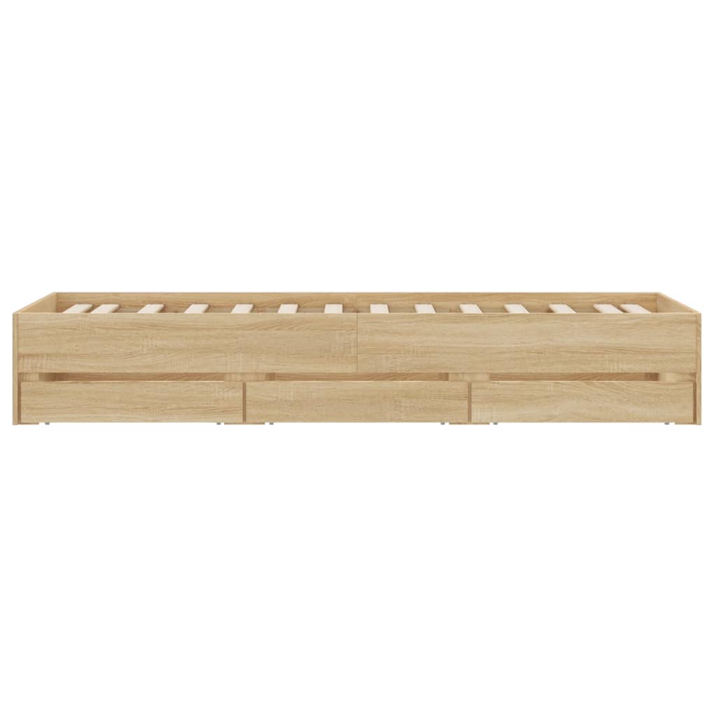 Sengeramme Med Skuffer Sonoma Eik 100X200 Cm Konstruert Tre