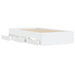 Sengeramme Med Skuffer Hvit 90X200 Cm Konstruert Tre