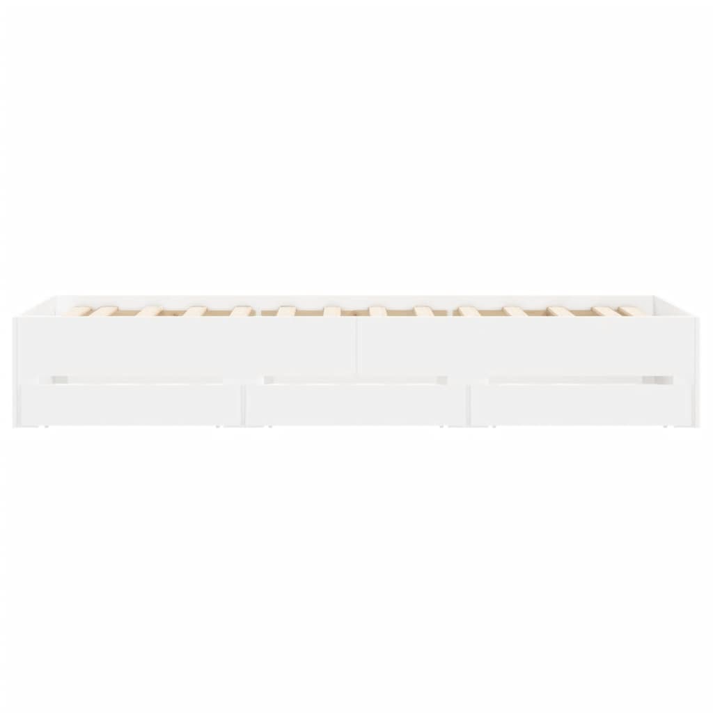 Sengeramme Med Skuffer Hvit 90X200 Cm Konstruert Tre