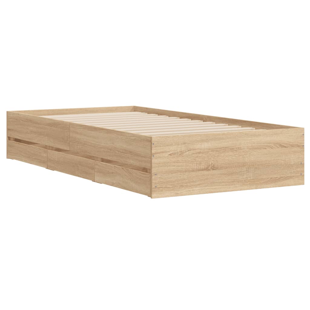 Sengeramme Med Skuffer Sonoma Eik 90X190 Cm Konstruert Tre