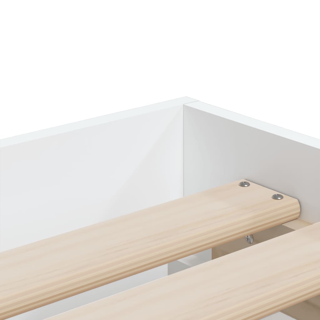 Sengeramme Med Skuffer Hvit 75X190 Cm Konstruert Tre
