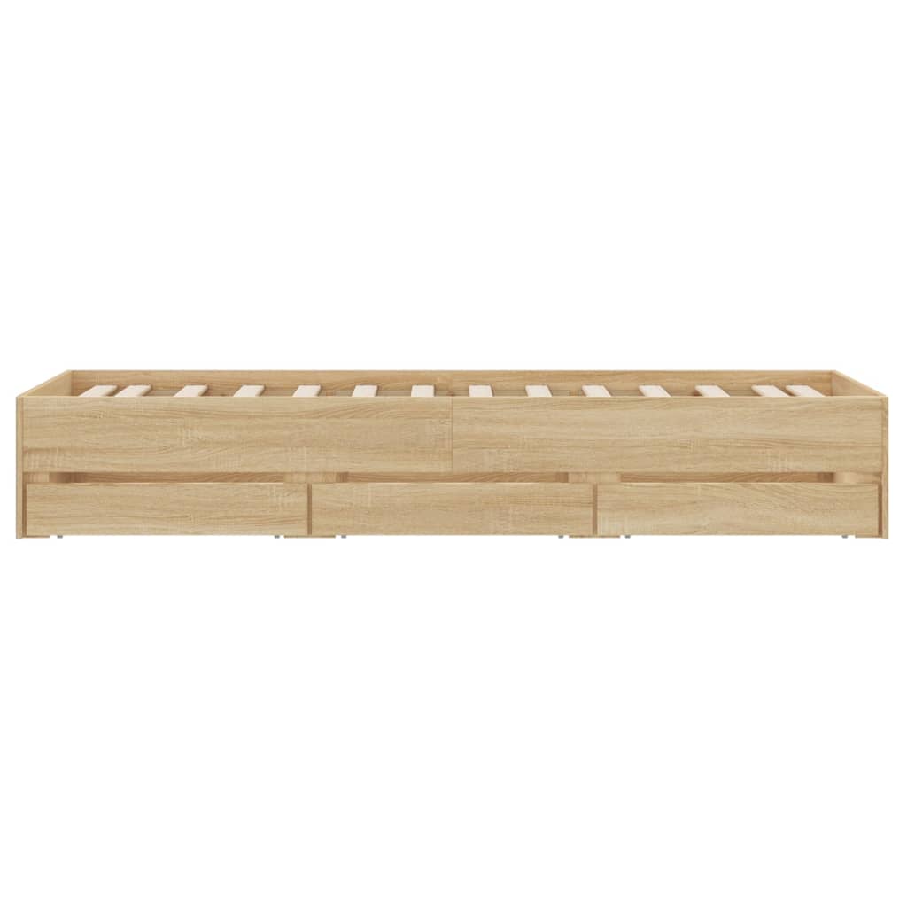 Sengeramme Med Skuffer Sonoma Eik 75X190 Cm Konstruert Tre