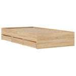 Sengeramme Med Skuffer Sonoma Eik 75X190 Cm Konstruert Tre
