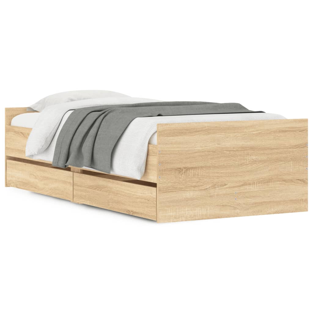 Sengeramme Med Skuffer Sonoma Eik 90X200 Cm