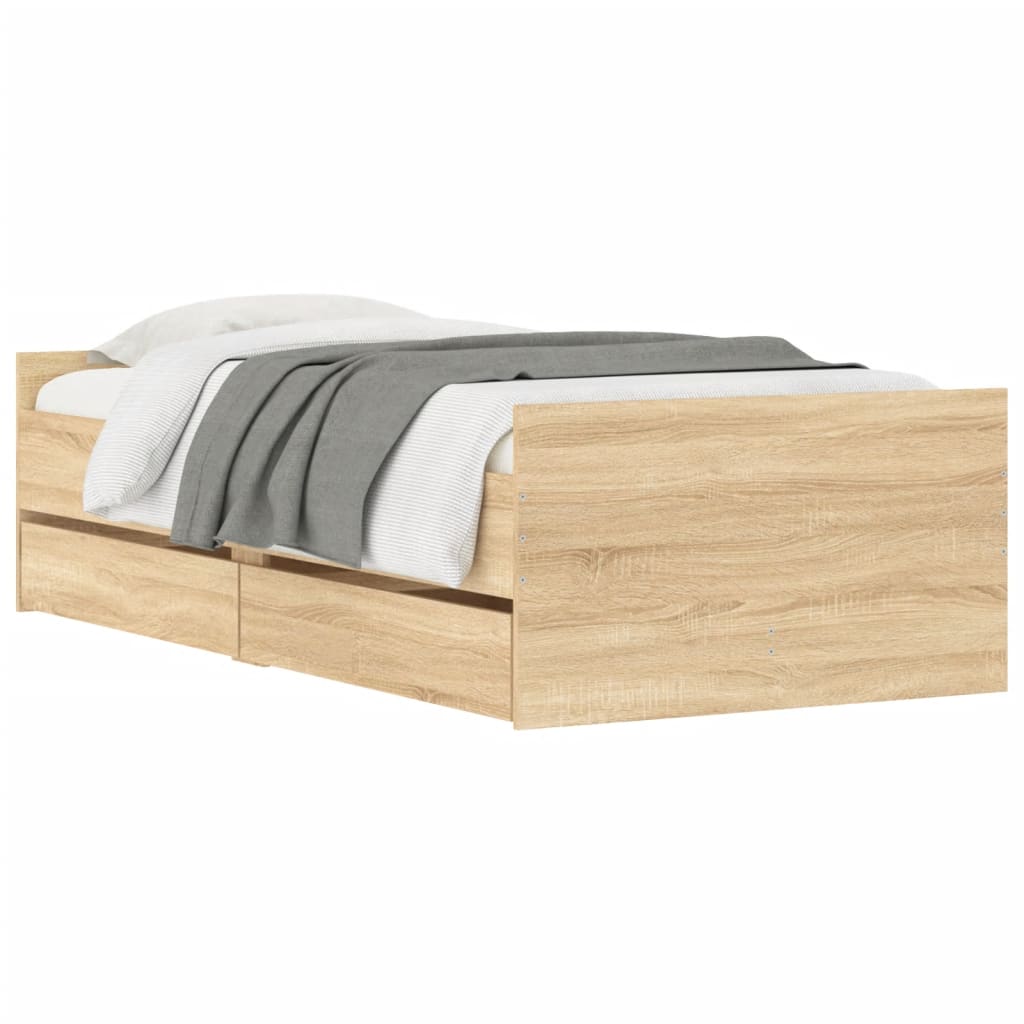 Sengeramme Med Skuffer Sonoma Eik 90X200 Cm