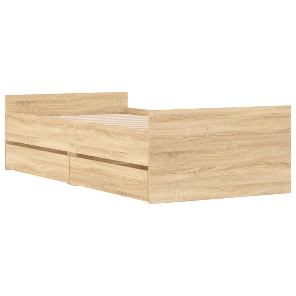 Sengeramme Med Skuffer Sonoma Eik 90X200 Cm