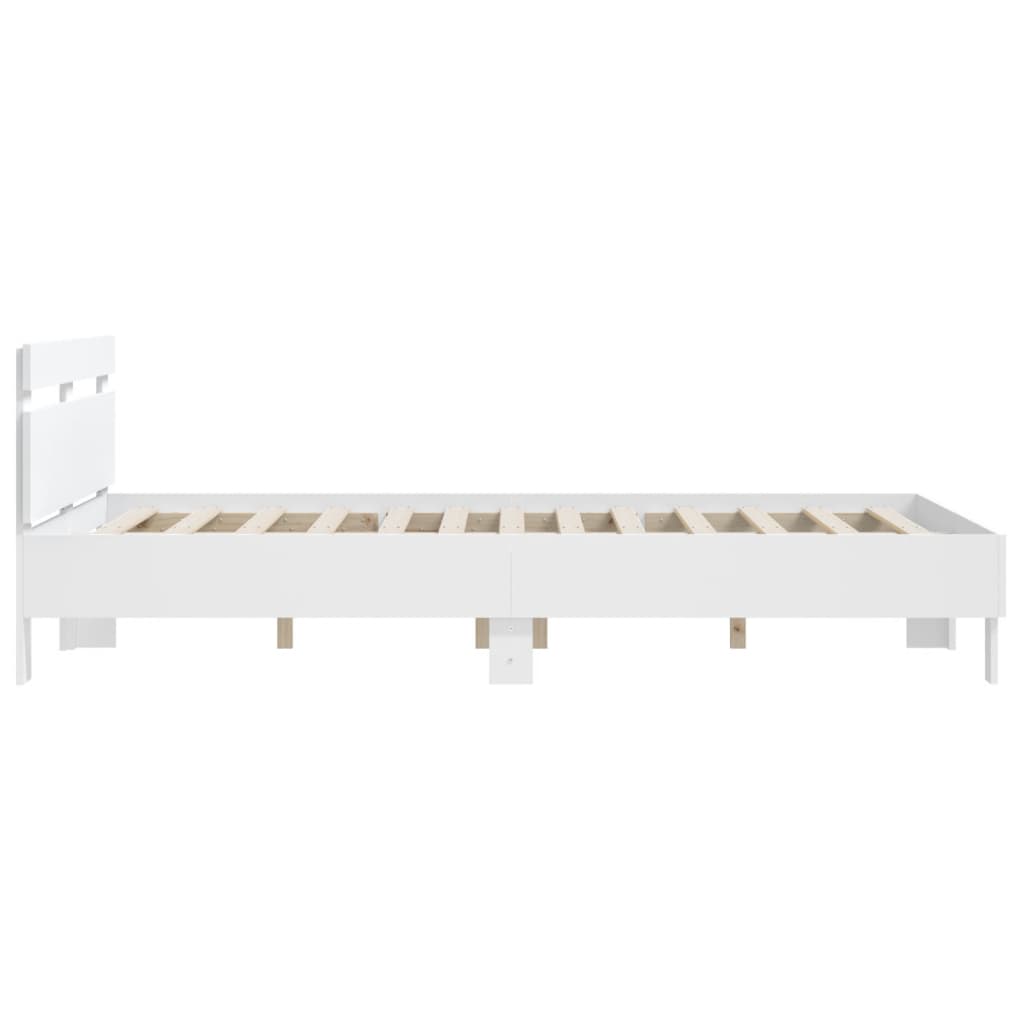 Sengeramme Med Hodegavl Hvit 140X200 Cm Konstruert Tre