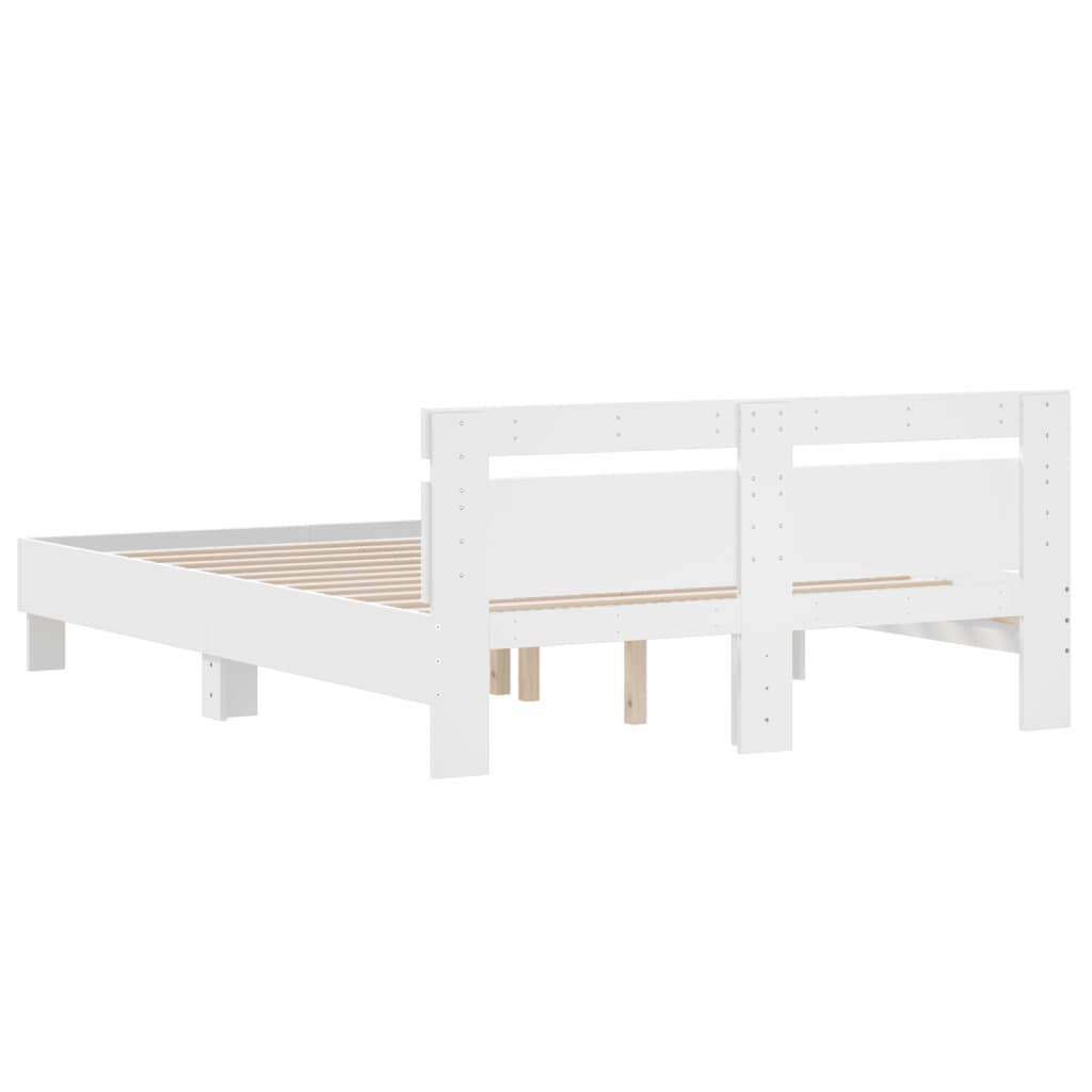 Sengeramme Med Hodegavl Hvit 140X200 Cm Konstruert Tre