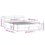 Sengeramme Med Hodegavl Hvit 140X200 Cm Konstruert Tre